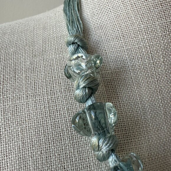 Baby Blue Aquamarine Single Strand Chunky Glass Bead Statement Necklace FRANCE - Picture 3 of 7